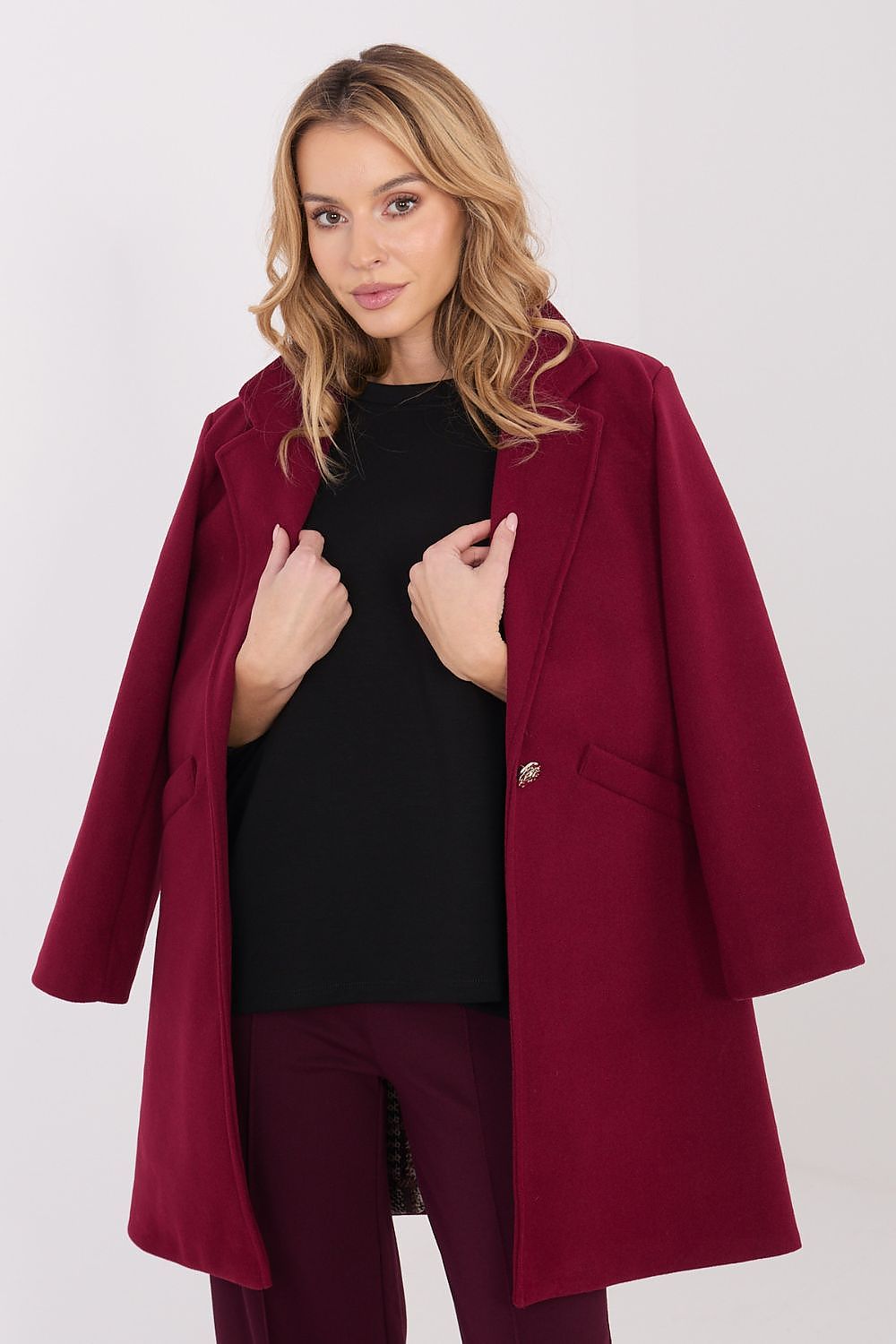   Płaszcz Damski Model IT-PL-20238.23 Bordo - Italy Moda 