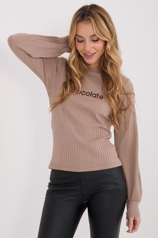   Bluzka Model RV-BZ-A1051.96 Dark Beige - Rue Paris 