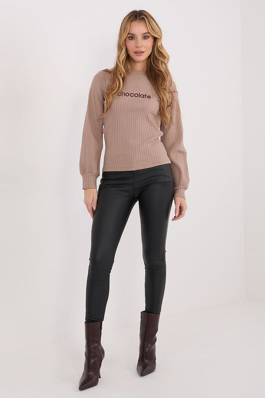   Bluzka Model RV-BZ-A1051.96 Dark Beige - Rue Paris 