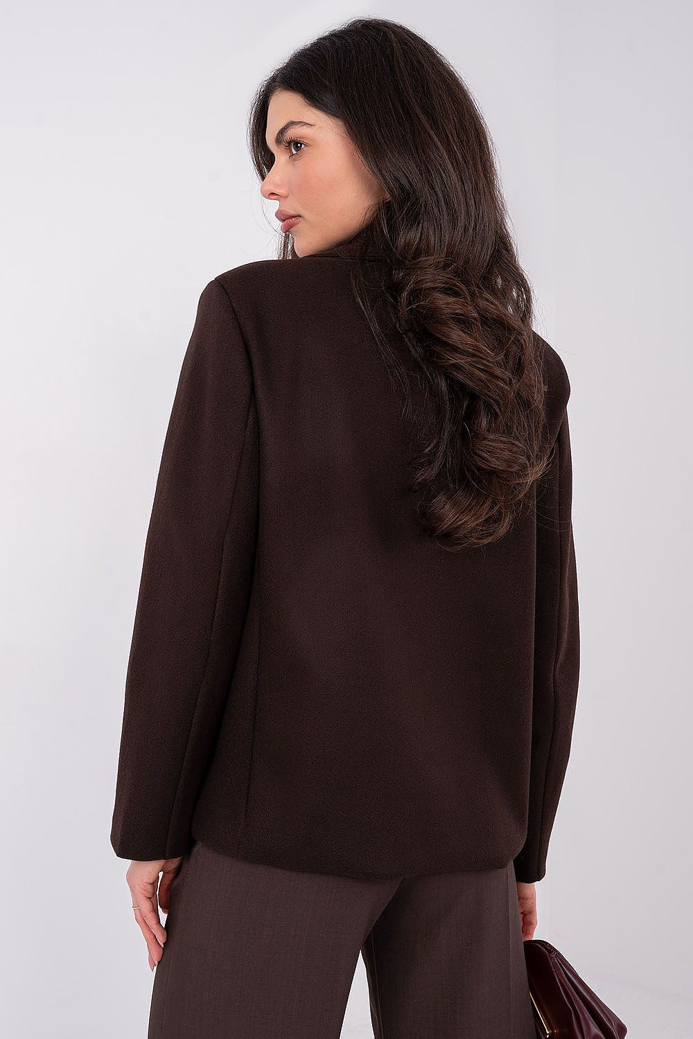   Płaszcz Damski Model IT-KR-FL9559.02P Dark Brown - Rue Paris 