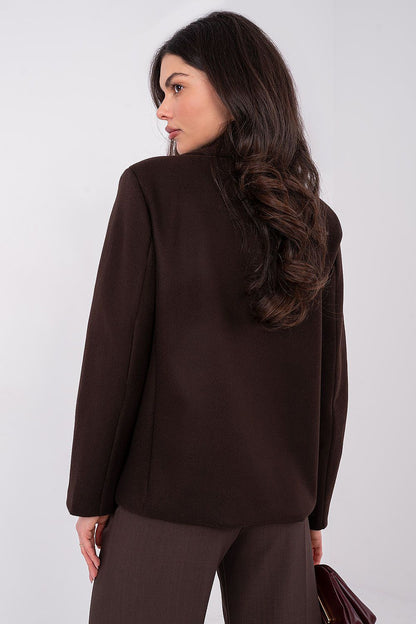   Płaszcz Damski Model IT-KR-FL9559.02P Dark Brown - Rue Paris 