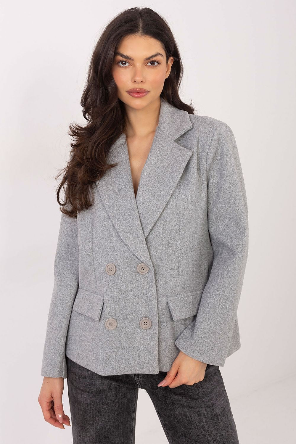   Płaszcz Damski Model IT-KR-FL9559.02P Grey - Rue Paris 