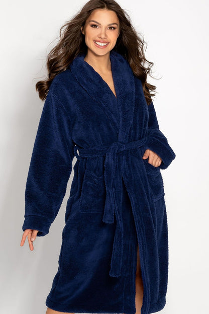  Szlafrok Damski Model Josephine Long 223386 Navy - Momenti Per Me 