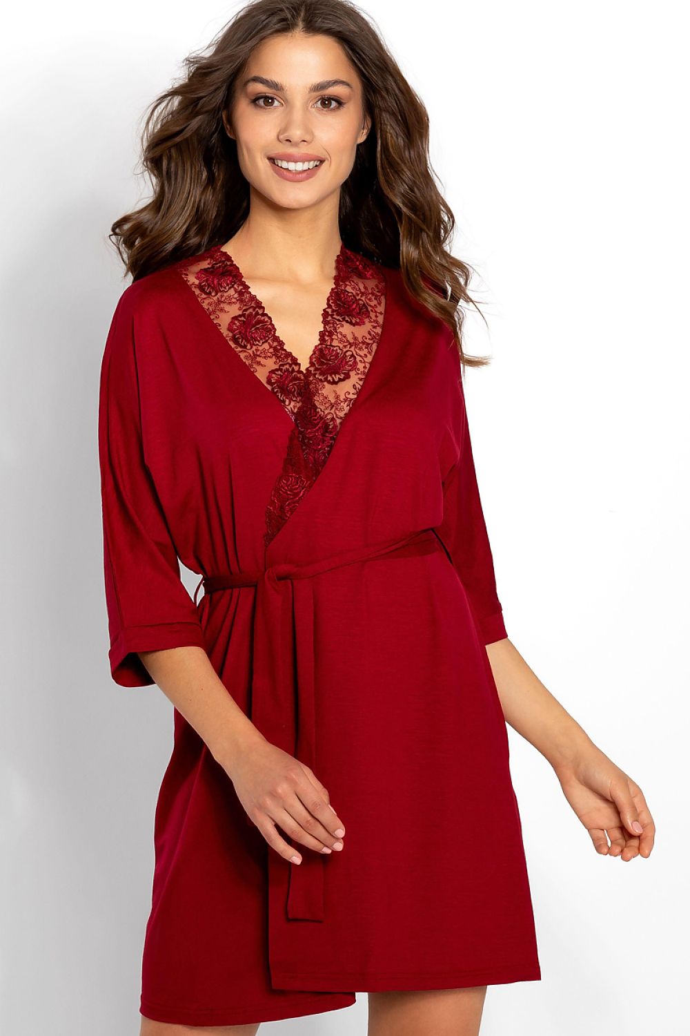  Szlafrok Damski Model Allure 223368 Wine - Momenti Per Me 