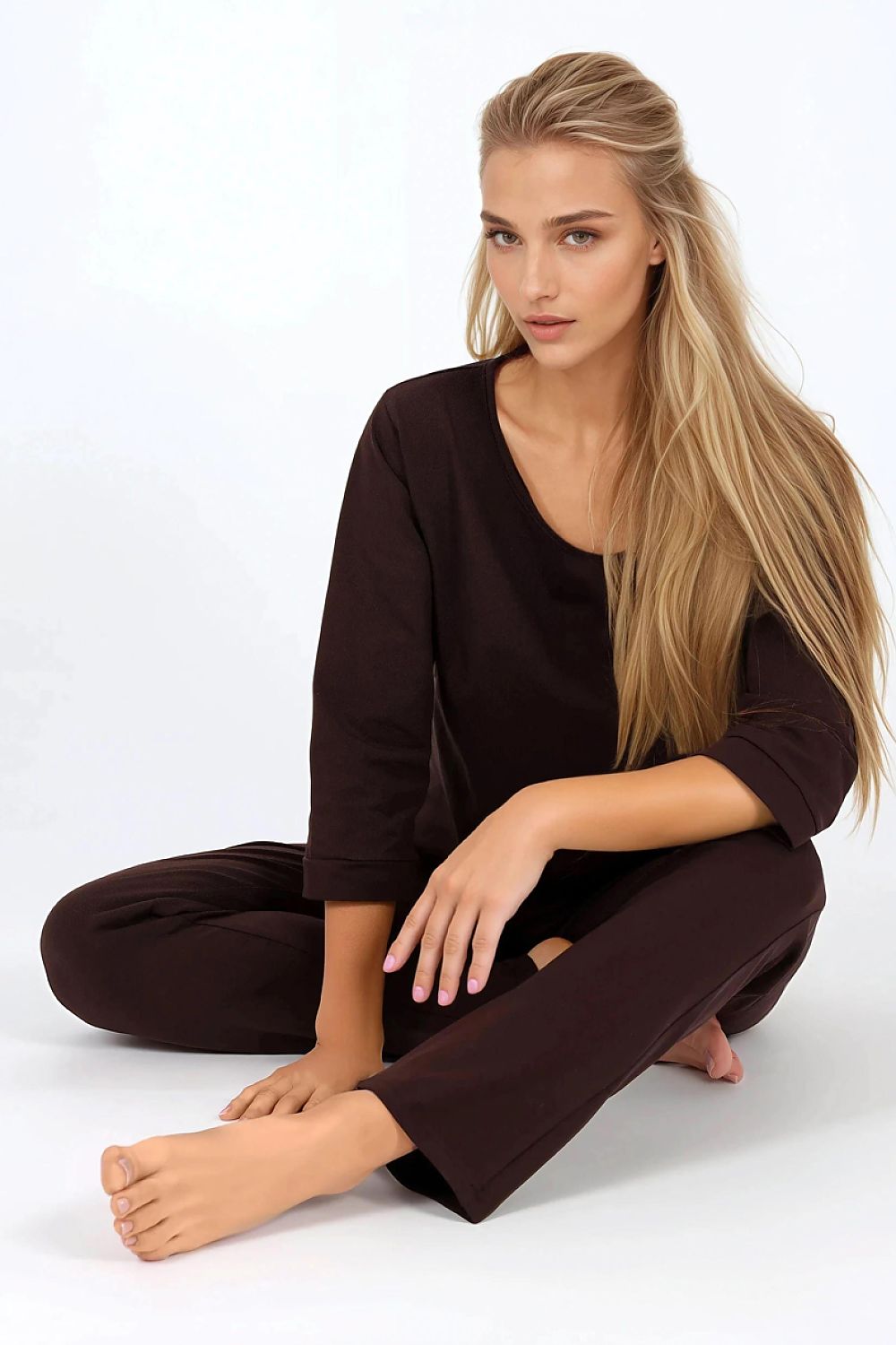  Piżama Damska Model Bonjour 217680 Espresso Chocolate - Momenti Per Me 
