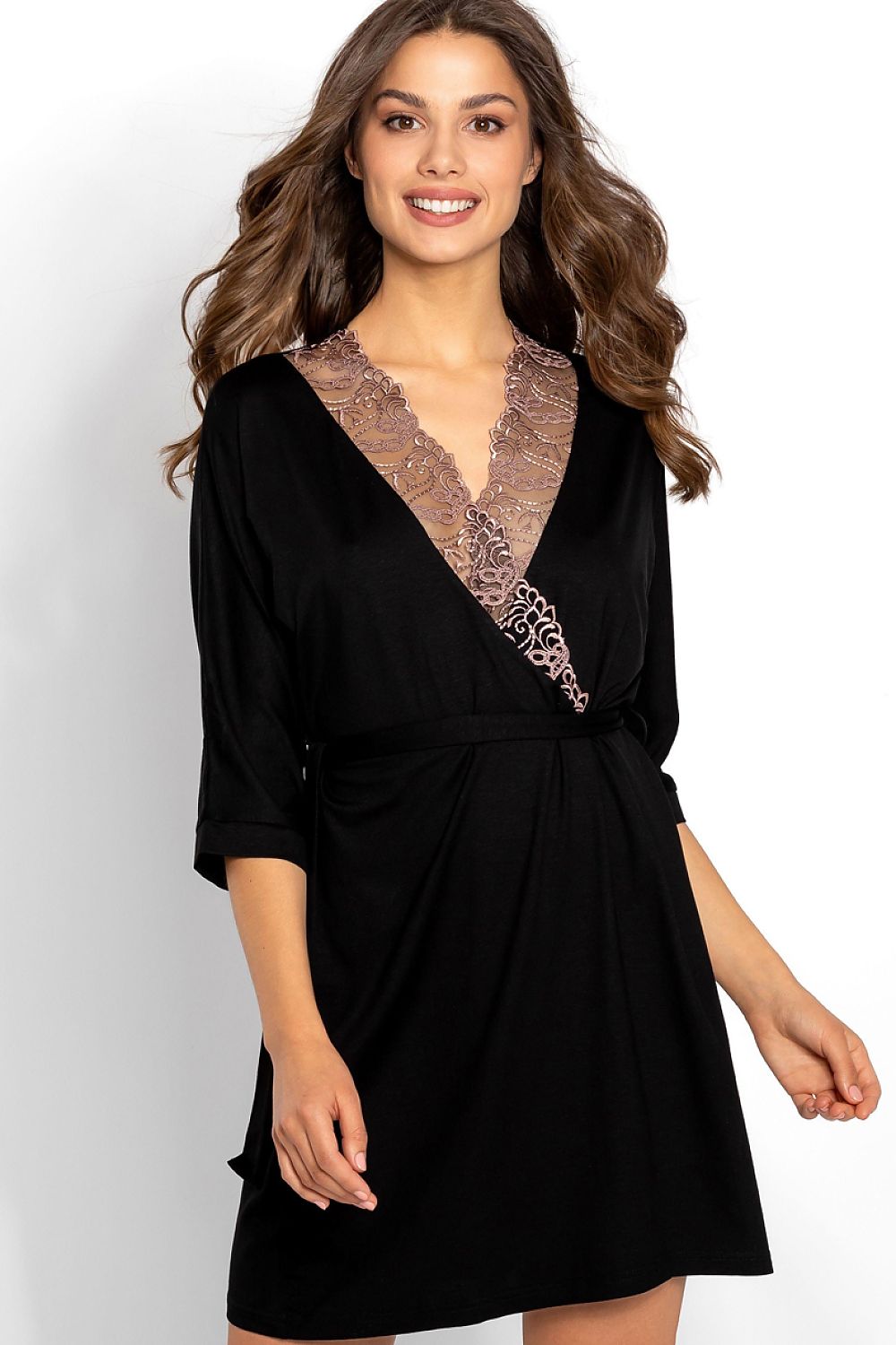  Szlafrok Damski Model Sensuella 172556 Black - Momenti Per Me 