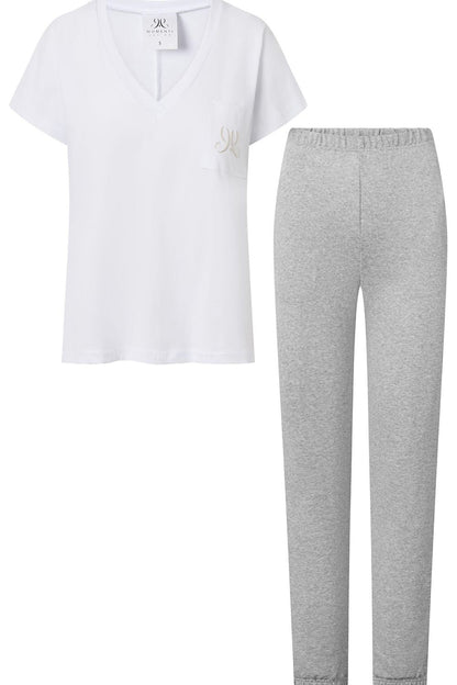  Piżama Komplet Model Chill Out 175686 White/Grey - Momenti Per Me 