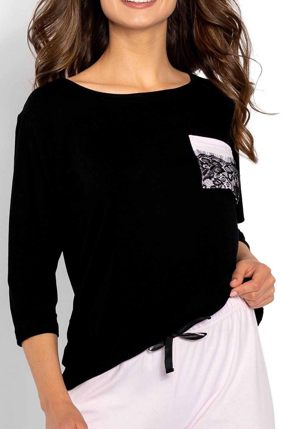  Piżama Damska Model Ashley 223845 Black/Pink - Momenti Per Me 