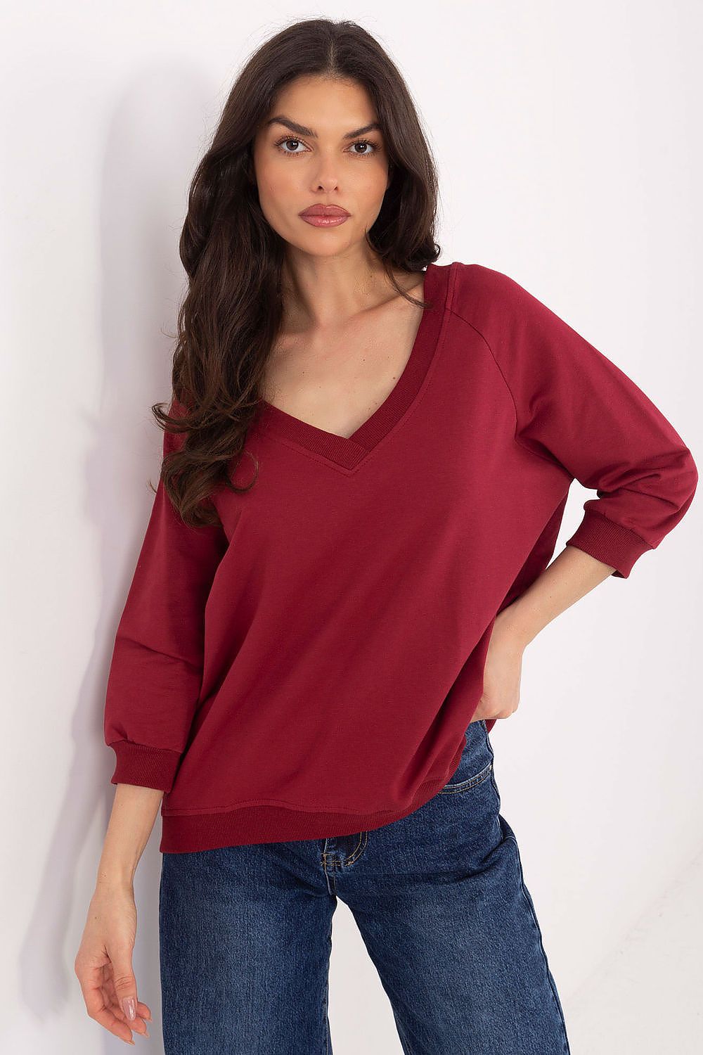   Bluza Model RV-BL-5676.09 Bordo - Rue Paris 