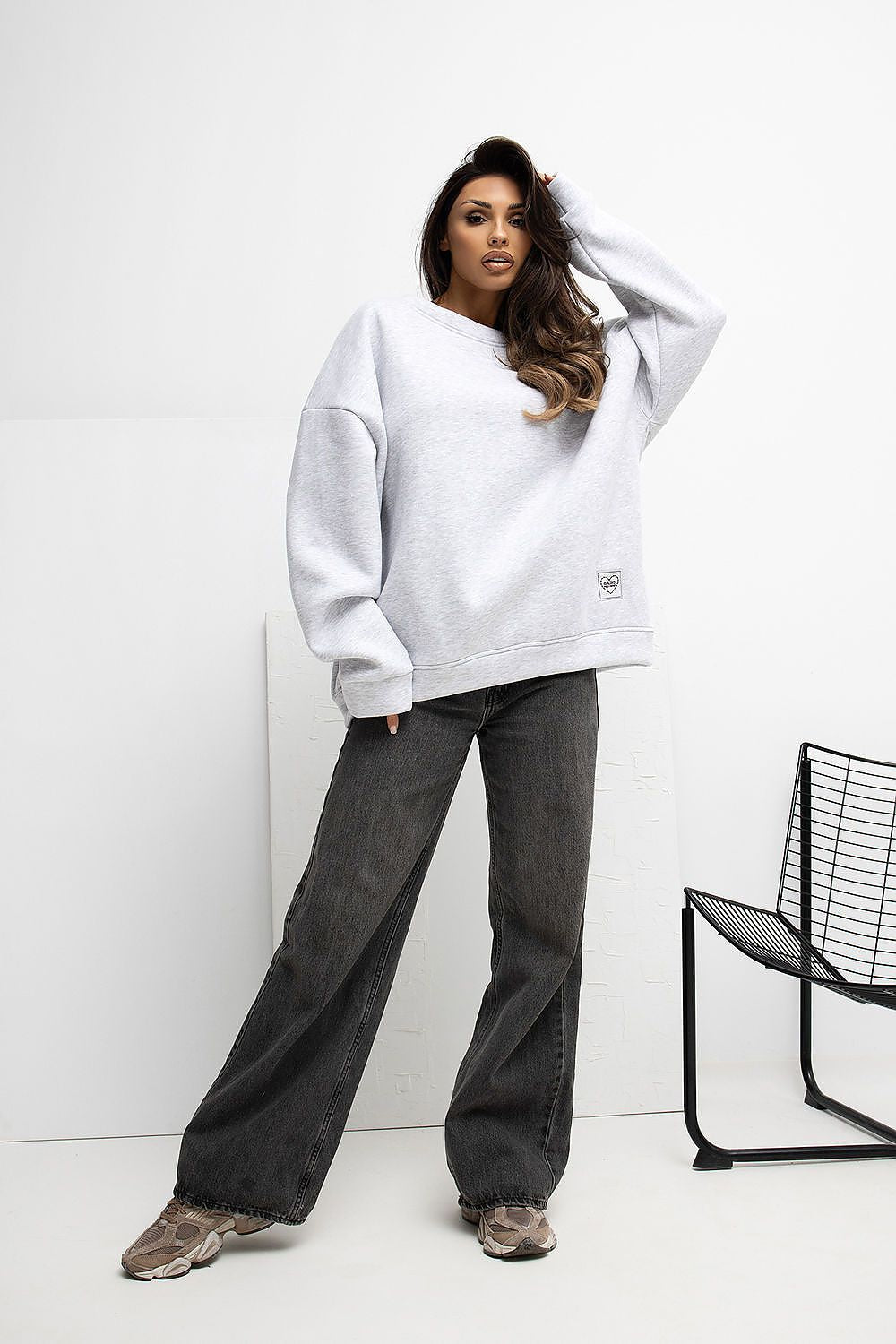   Bluza Damska Model RV-BL-A1038.01P Light Grey - Rue Paris 