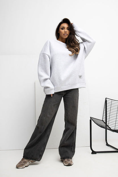   Bluza Damska Model RV-BL-A1038.01P Light Grey - Rue Paris 