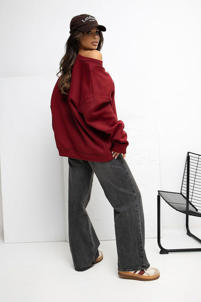   Bluza Damska Model RV-BL-A1038.01P Bordo - Rue Paris 