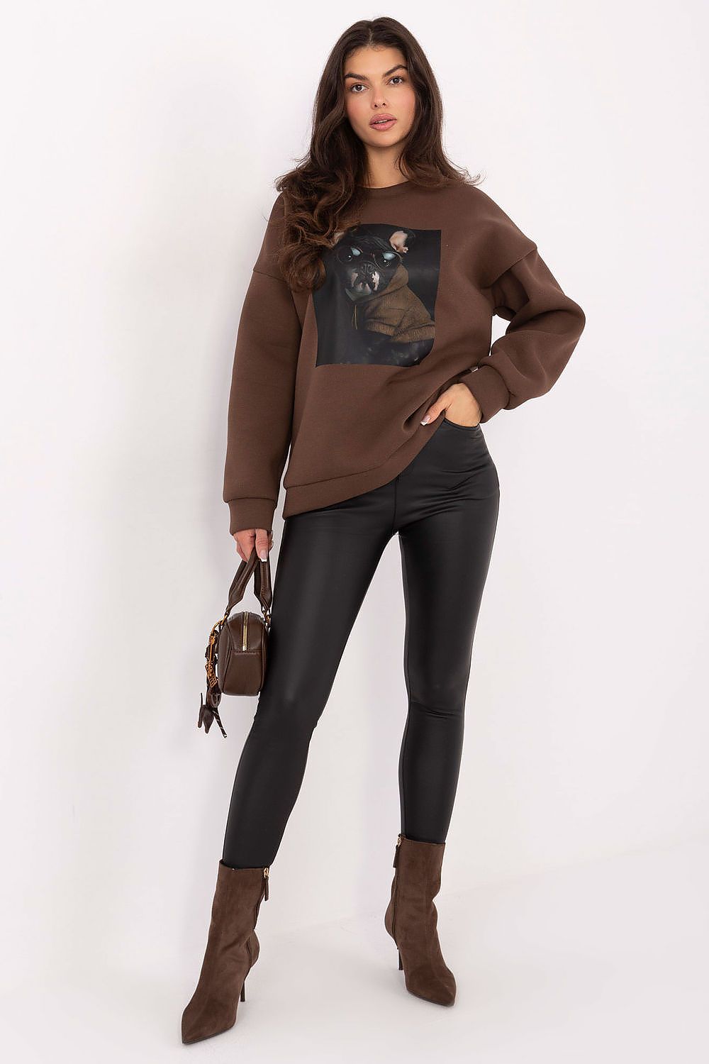   Bluza Damska Model MI-BL-4216-1.82 Brown - Italy Moda 