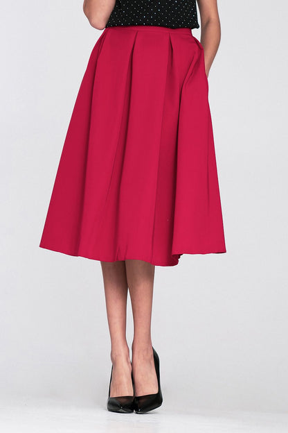  Spódnica Rozkloszowana spódnica midi SP87 Red - Nife 