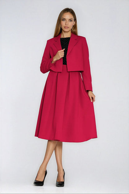  Spódnica Rozkloszowana spódnica midi SP87 Red - Nife 