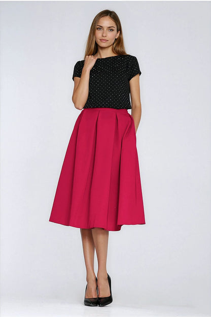  Spódnica Rozkloszowana spódnica midi SP87 Red - Nife 