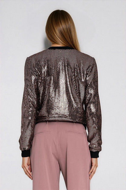   Cekinowa rozpinana bluza BL14 Miedziany - Nife 
