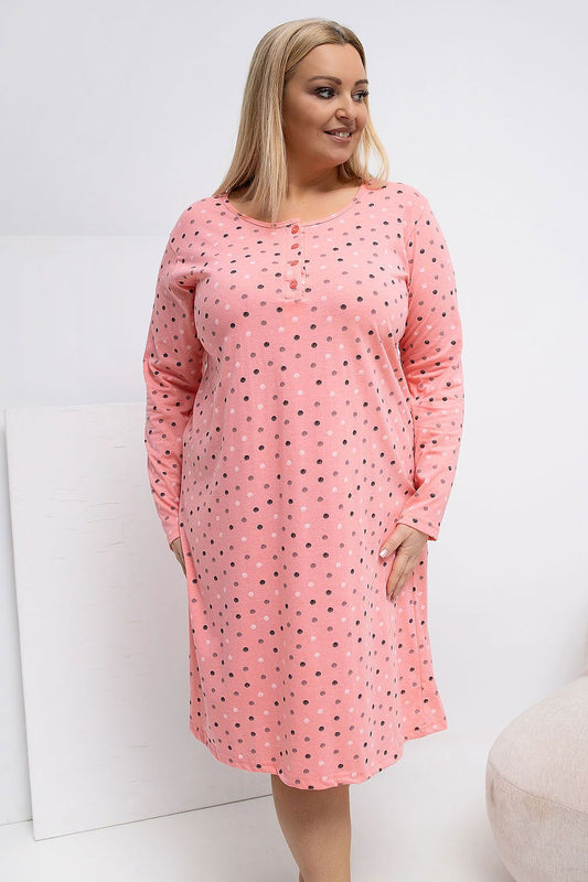   Koszula Nocna Plus Size Model DU-KN-FP-607.04P-brzoskwiniowy - Forever Pink 