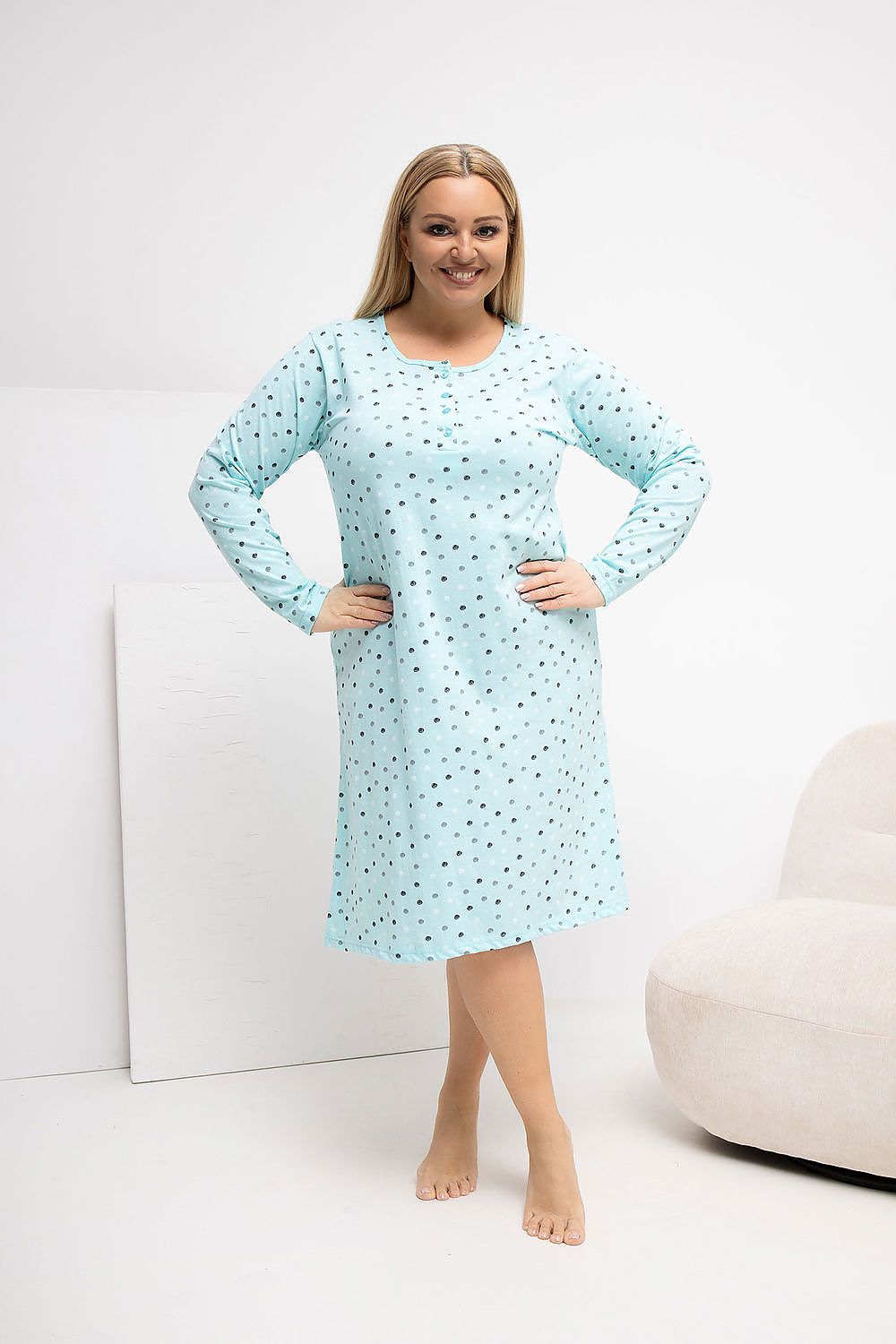   Koszula Nocna Plus Size Model DU-KN-FP-607.04P Mint - Forever Pink 
