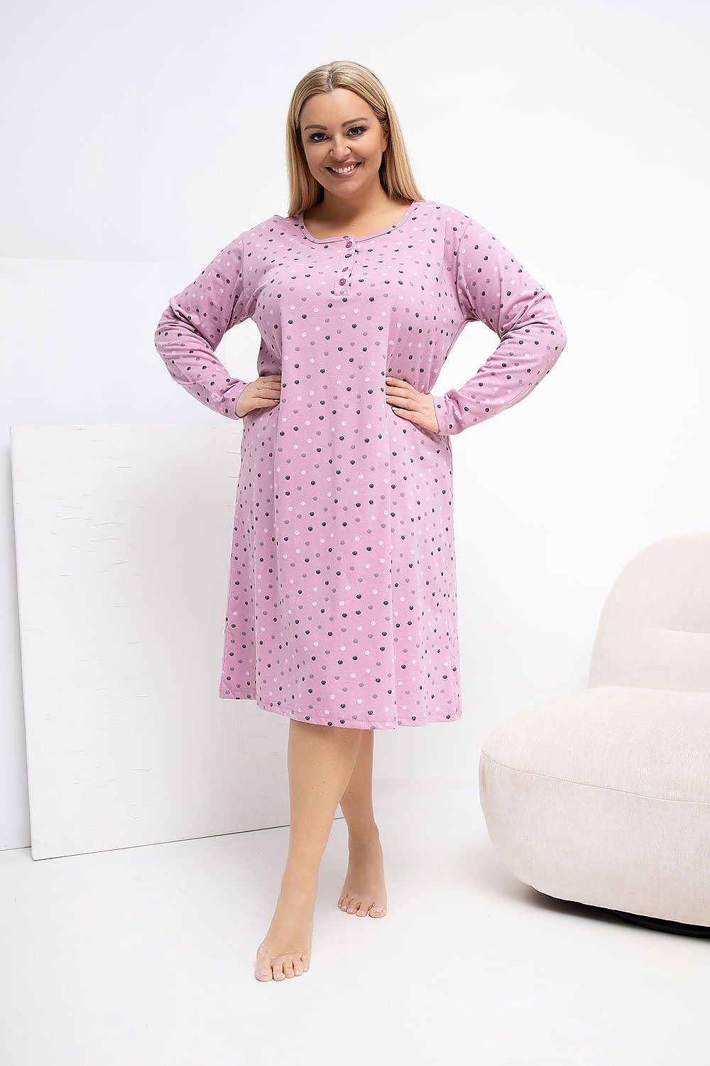   Koszula Nocna Plus Size Model DU-KN-FP-607.04P Dark Pink - Forever Pink 