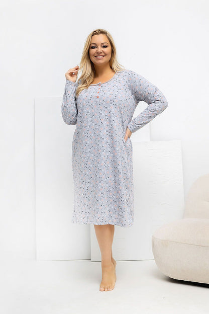   Koszula Nocna Plus Size Model DU-KN-FP-602.15 Grey - Forever Pink 