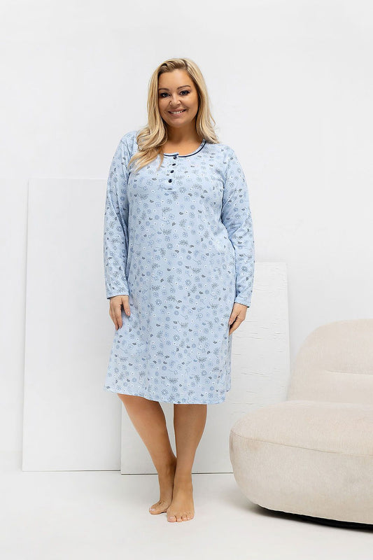   Koszula Nocna Plus Size Model DU-KN-FP-604.10 Light Blue - Forever Pink 