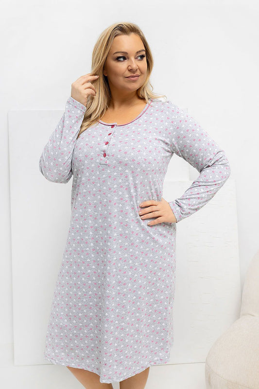   Koszula Nocna Plus Size Model DU-KN-FP-605.69 Grey - Forever Pink 