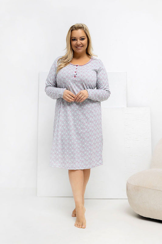   Koszula Nocna Plus Size Model DU-KN-FP-605.69 Grey - Forever Pink 