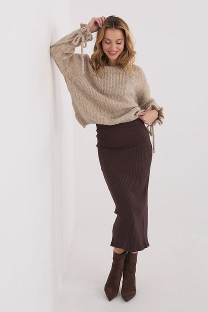  Spódnica Model RV-SD-A1067.84 Dark Brown - Rue Paris 