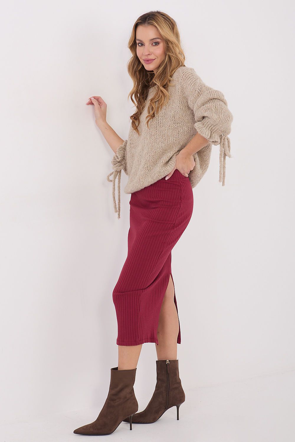  Spódnica Model RV-SD-A1067.84 Bordo - Rue Paris 