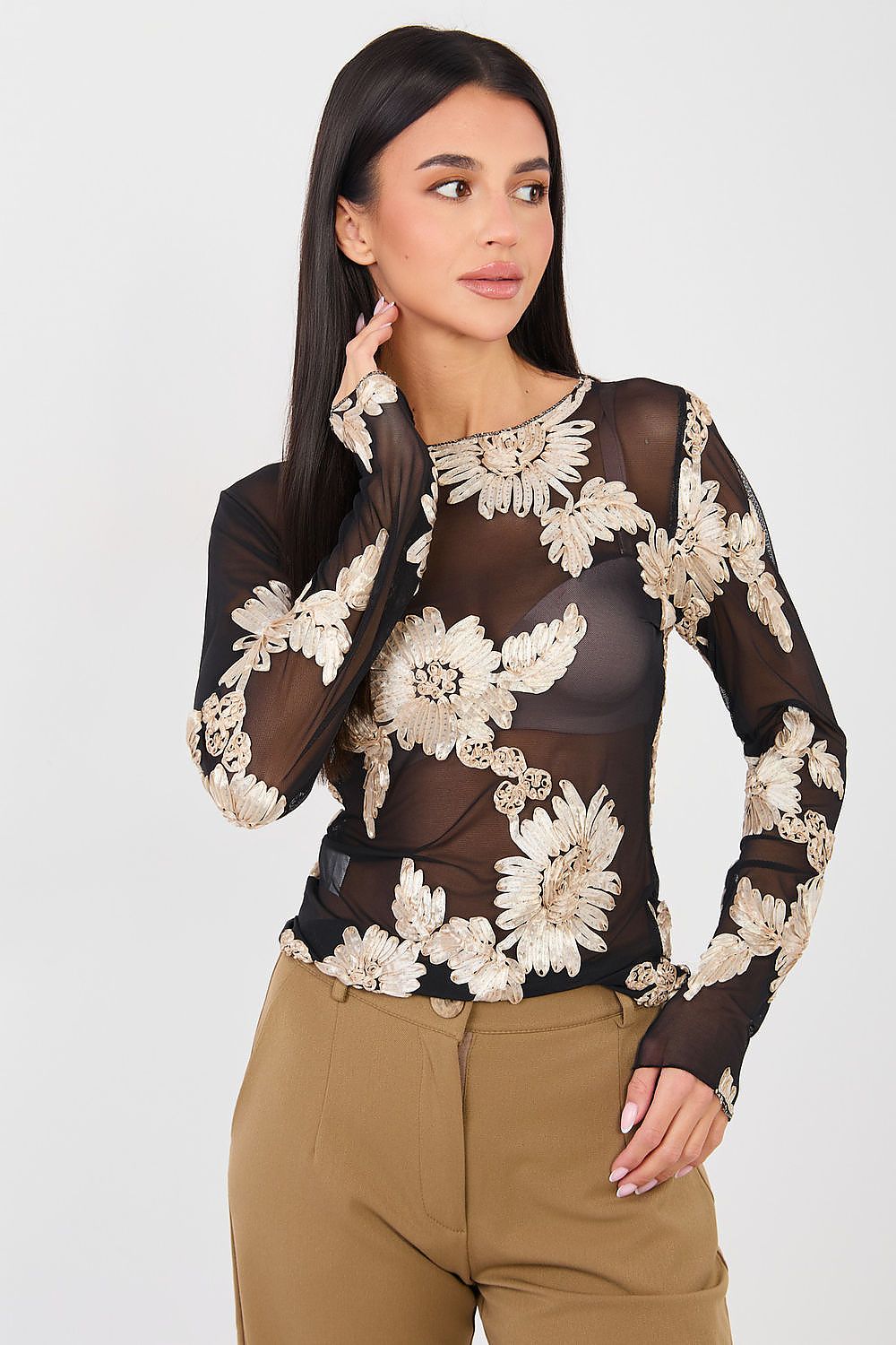   Bluzka Model IT-BZ-22125.60 Black/Beige - Italy Moda 
