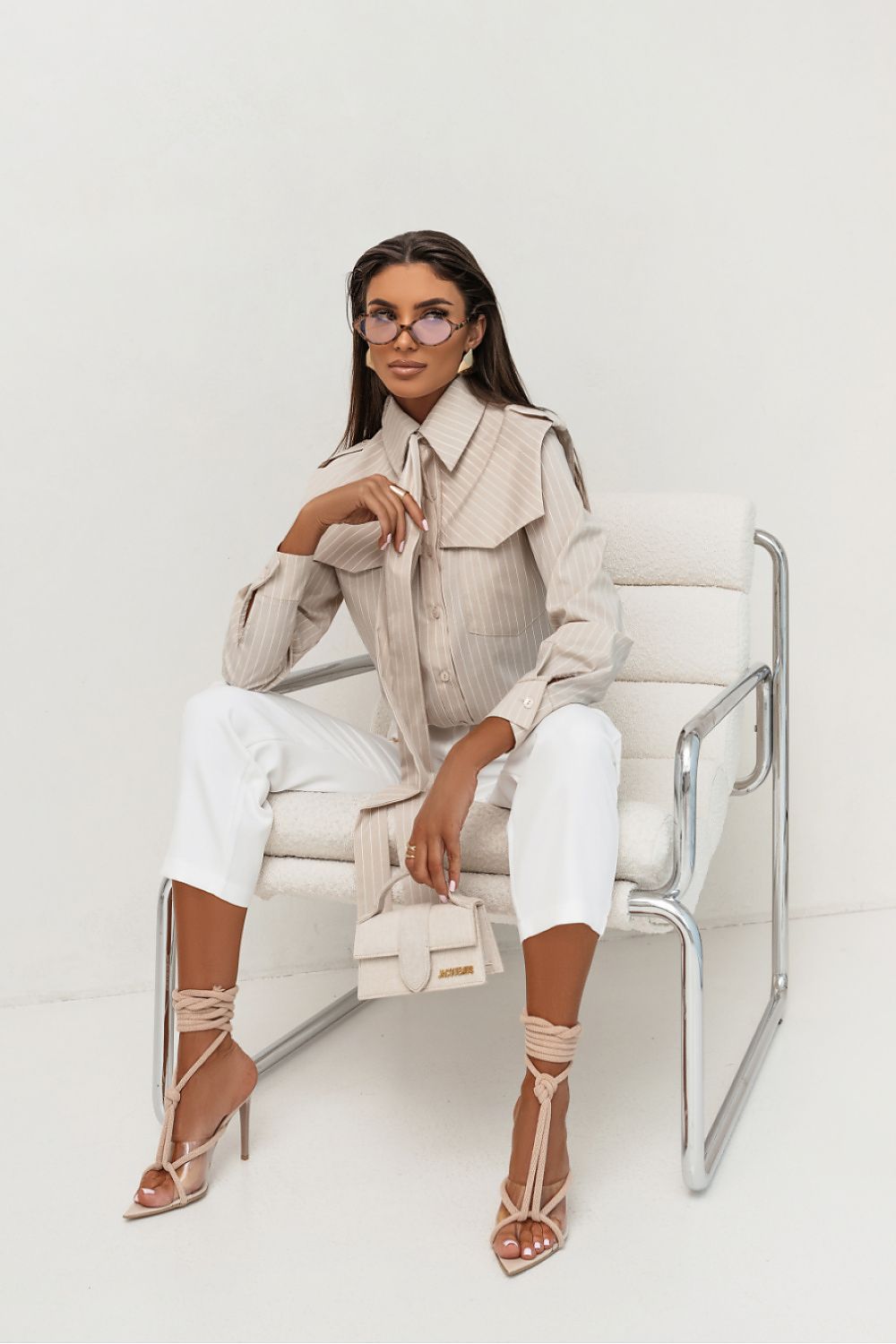   Koszula Damska Model Milo 490101275 Paski Beige - LaBalancia 