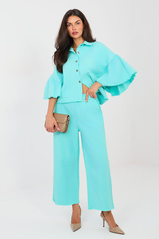   Kurtka Damska Model IT-KR-FL9998.85 Turkus - Rue Paris 