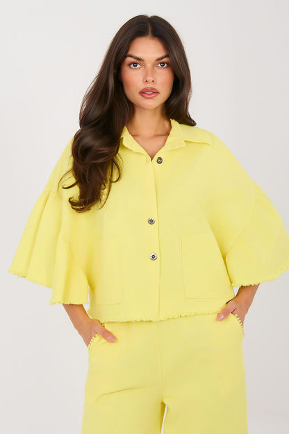   Kurtka Damska Model IT-KR-FL9998.85 Light Yellow - Rue Paris 