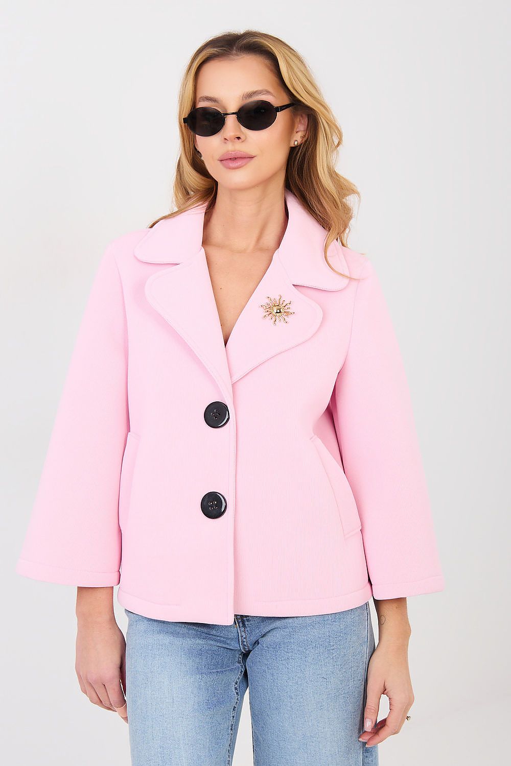   Płaszcz Damski Model IT-KR-FL8159-1.29 Light Pink - Italy Moda 