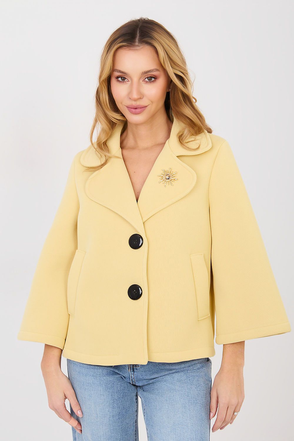   Płaszcz Damski Model IT-KR-FL8159-1.29 Light Yellow - Italy Moda 