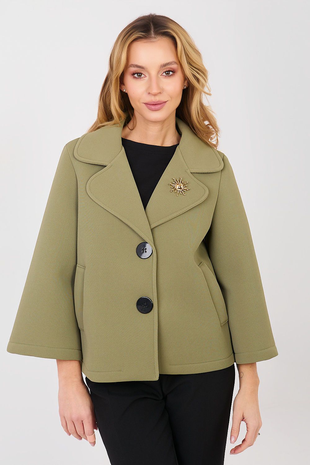   Płaszcz Damski Model IT-KR-FL8159-1.29 Khaki - Italy Moda 