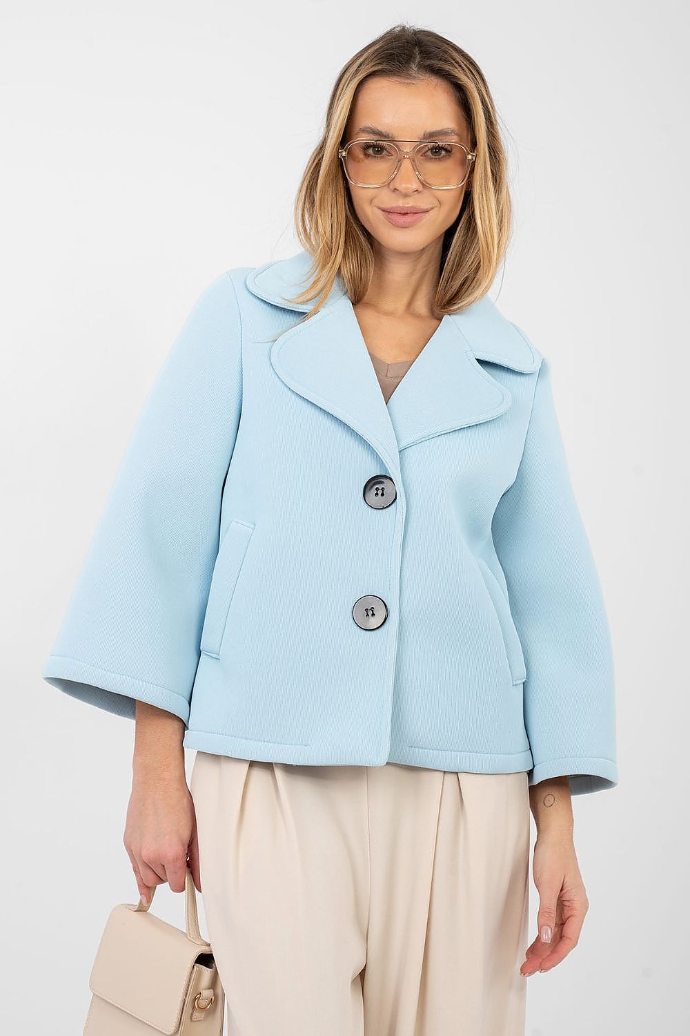   Płaszcz Damski Model IT-KR-FL8159-1.29 Light Blue - Italy Moda 
