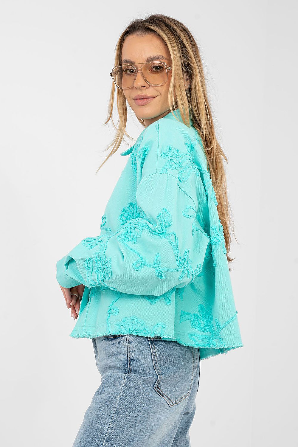  Kurtka Damska Model IT-KR-FL9993.77 Turkus - Rue Paris 
