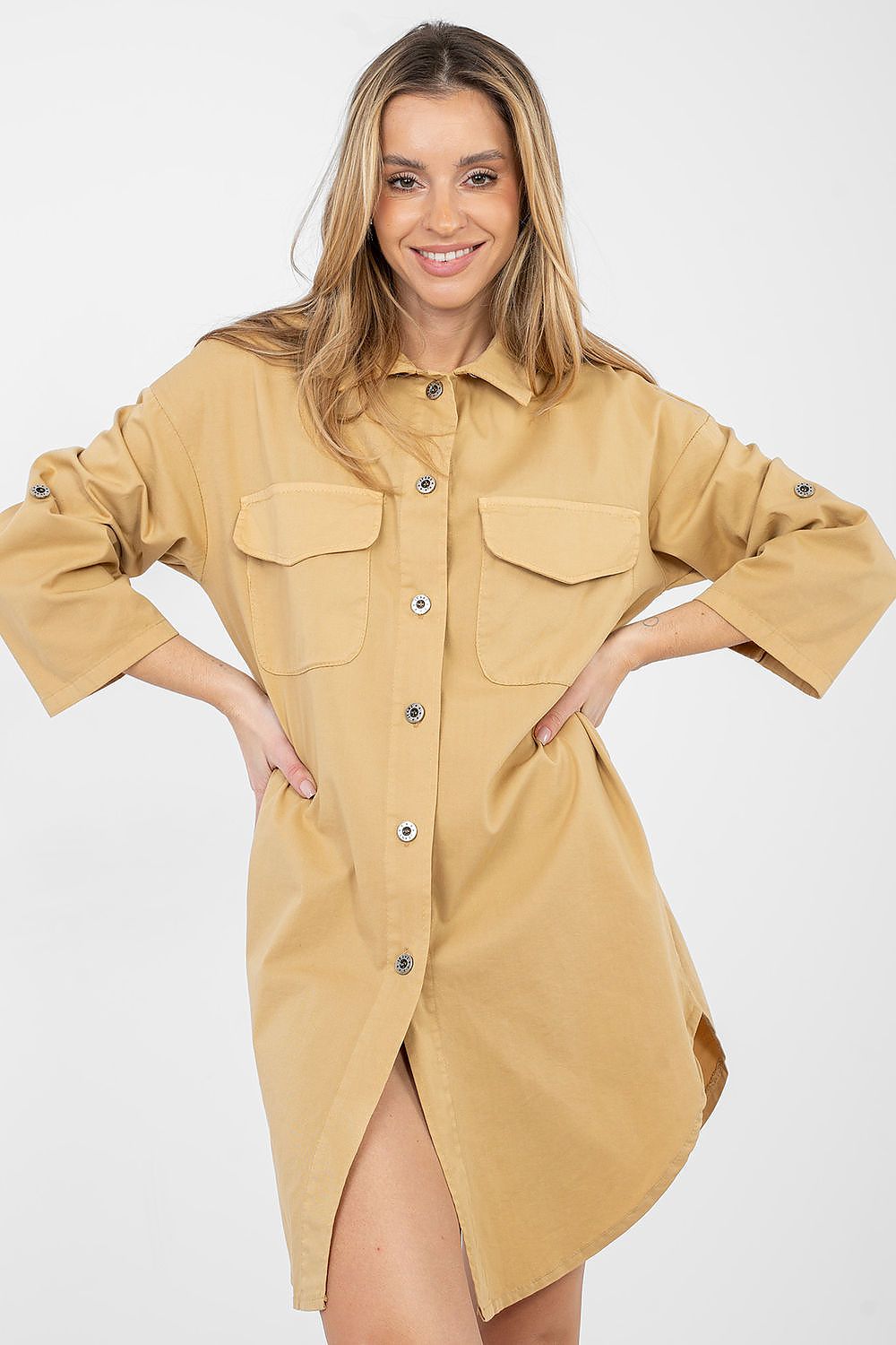  Sukienka Model IT-SK-FL6071.70 Camel - Rue Paris 
