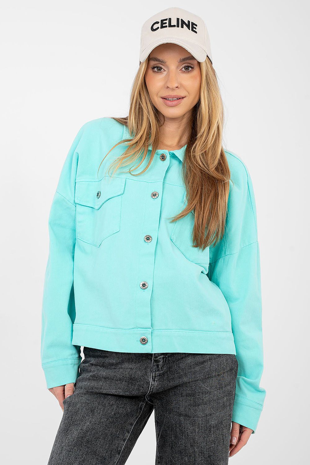   Kurtka Damska Model IT-KR-FL9568.29P Turkus - Rue Paris 