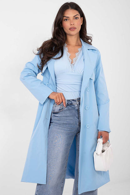   Płaszcz Damski Model IT-PL-FL8808.32 Light Blue - Rue Paris 