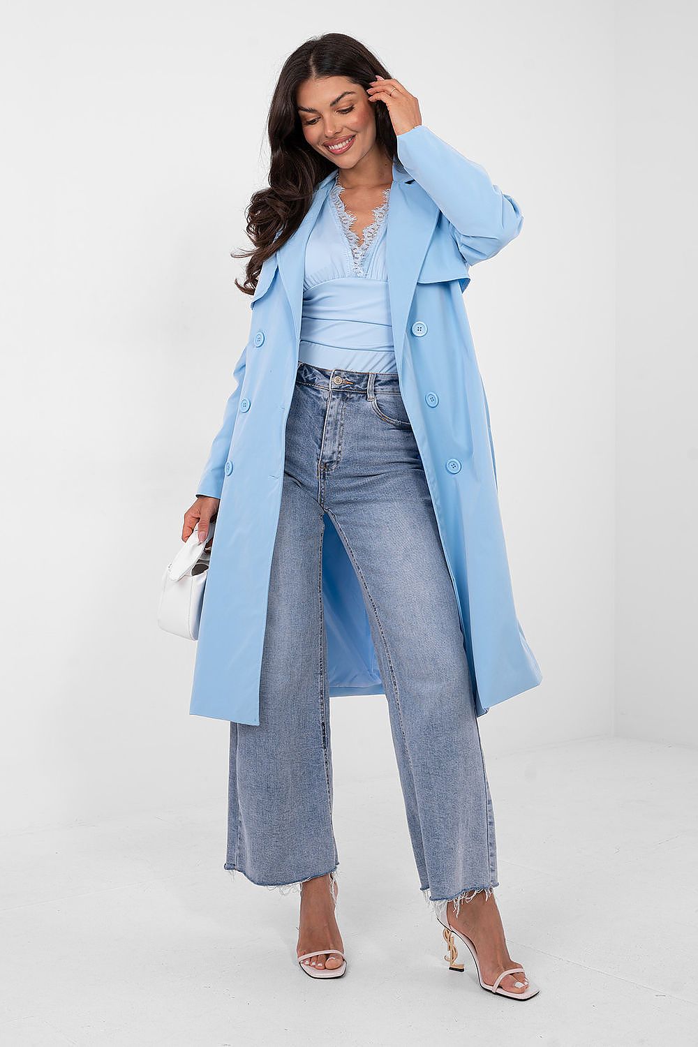   Płaszcz Damski Model IT-PL-FL8808.32 Light Blue - Rue Paris 