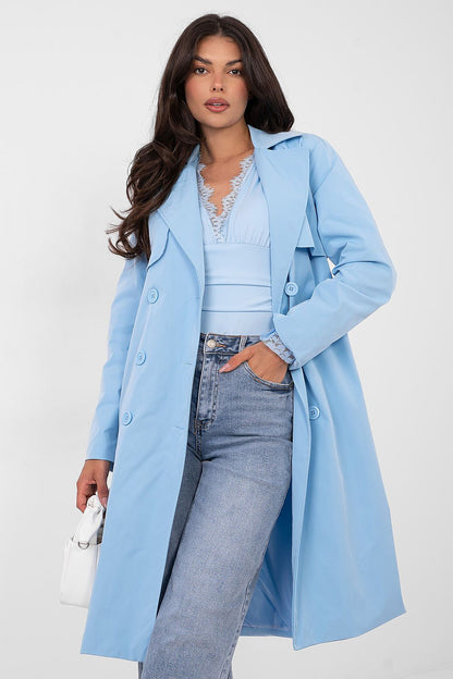   Płaszcz Damski Model IT-PL-FL8808.32 Light Blue - Rue Paris 