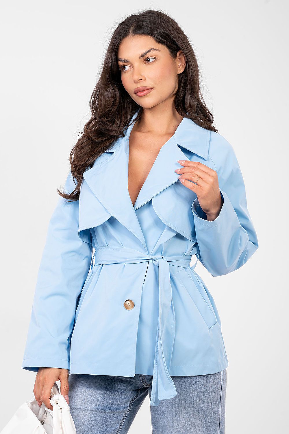  Płaszcz Damski Model IT-PL-FL10069.65 Light Blue - Rue Paris 