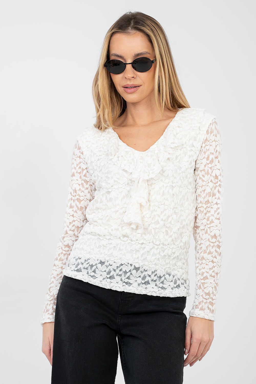   Bluzka Model MI-BZ-M6713.86 Ecru - Rue Paris 