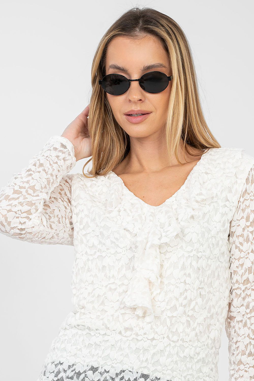   Bluzka Model MI-BZ-M6713.86 Ecru - Rue Paris 