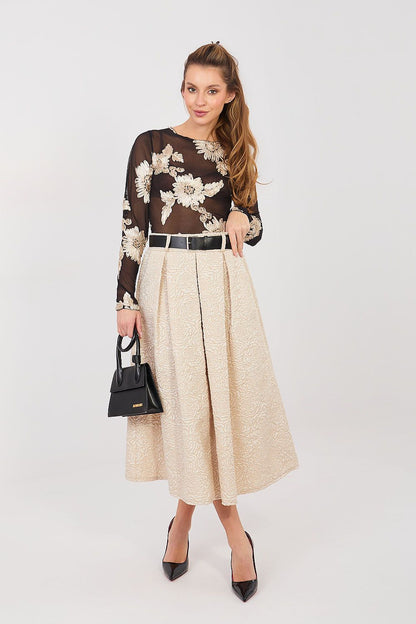  Spódnica Model IT-SD-18760.69 Beige - Rue Paris 