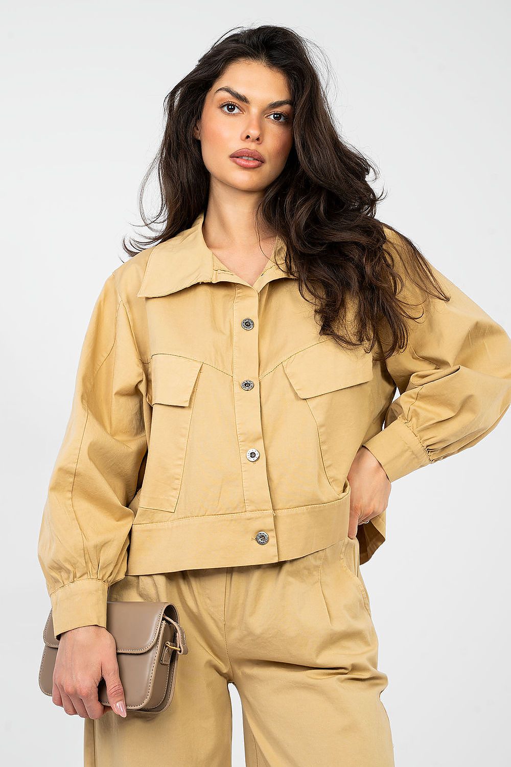   Koszula Damska Model IT-KR-FL10071.50 Camel - Rue Paris 