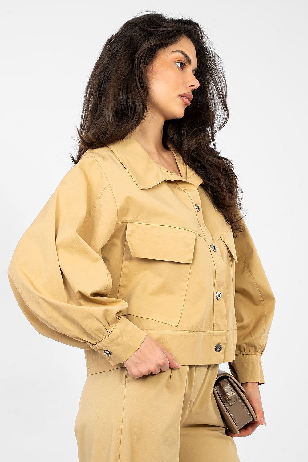   Koszula Damska Model IT-KR-FL10071.50 Camel - Rue Paris 